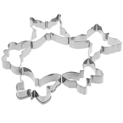5Pcs Stainless Steel Butterfly Cookie Cutter Set for Baking Plated Silver Reusable Molds