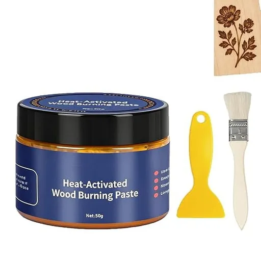 Heat-Activated Wood Burning Paste,Heat-Activated Wood Burning Gel Paste,BurningScorch Paste for WoodBurning Effect,Smooth Woods BurningCream,for DIY Craft Stencils Custom Signs Holiday Home Decor
