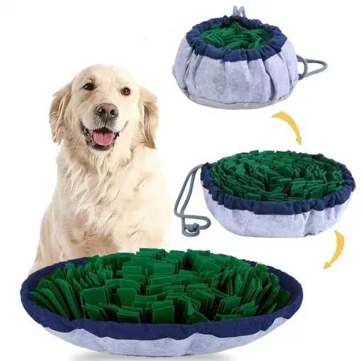 Interactive Snuffle Mat for Dogs – Slow Feeder & Foraging Puzzle Toy Made from Durable, Eco-Friendly Felt with Adjustable Drawstring, Anti-Slip Base, and Vibrant Color Combinations, Perfect for Mental Stimulation, Stress Relief, and Slow Eating Indoo