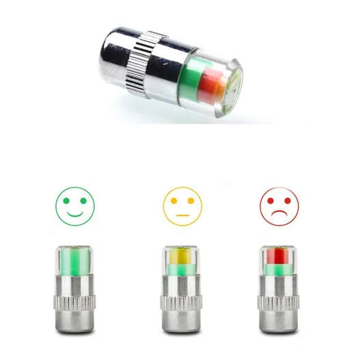 4Pcs Car Tire Pressure Monitor Valve Stem Caps Sensor Indicator 3 Color Eye Alert Universal wireless tire pressure warning device