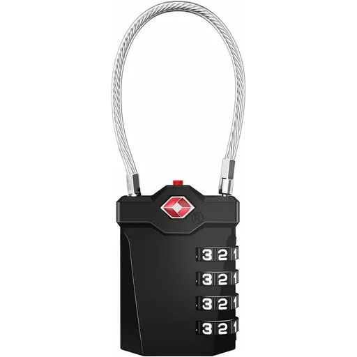 TSA Lock 4-Digit Combination Luggage Suitcase Alarm Anti-Theft Code with Opening Alarm Black 1 Piece