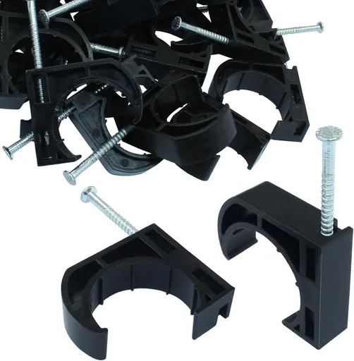 50 PCS 1" Half Clamp Fixture Black J-Hook with Nail J Clamps For 1" PEX Tubing/Pipe Support