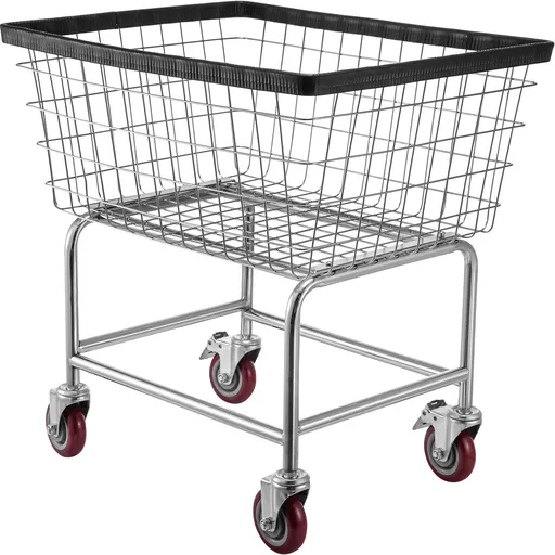 Wire Laundry Cart Wire Laundry Basket 2.8 Bushel Heavy Duty w/ 4'' Wheels