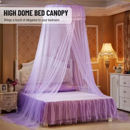 Universal Bed Canopy Dome Bedspread Mosquito Net Tulle Children's Bed Children's Room Princess Double Bed Easy to Install, Purple