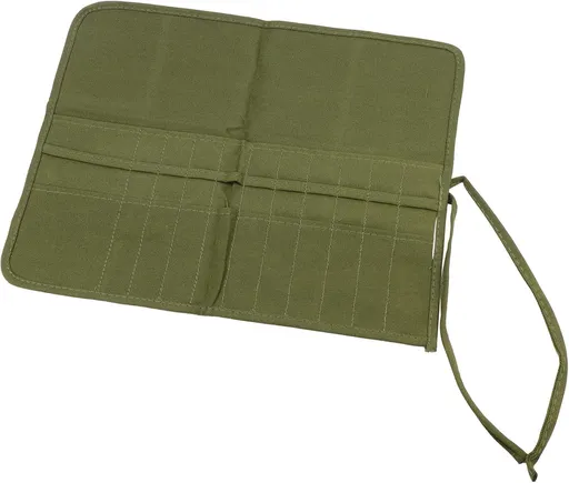 Green Canvas Paint Brush Holder Roll-up Case Bag, 22 Slots Pockets Carry Pouch Artist Brush Storage Organizer,