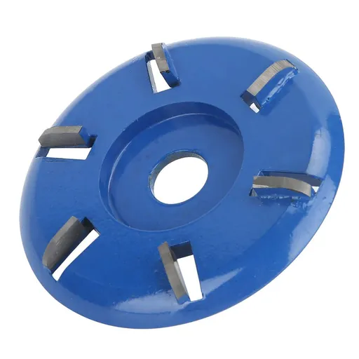 Stump Remover Angle Grinder Wood Carving Disc 6 Teeth Chainsaw Mill Cutter Woodworking Blade Tools Wood Turbo Carving Disc Wood Grinding Shaping Disc Grinder Disc Arc Blade - Blue - Inner diameter 22mm