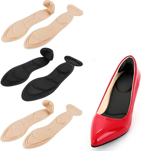 3 Pairs Self-Adhesive Silicone Heel Protectors - Insoles for High Heels or Shoes - Heel Cushion - Heel Pads - Soft and Flexible Cushions - Prevents Blisters and Pain - Beige / Black - Anti-Friction - One Size