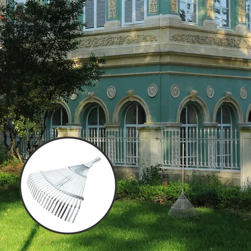Silver High Carbon Steel Garden Rake Adjustable for Leaves and Gardening