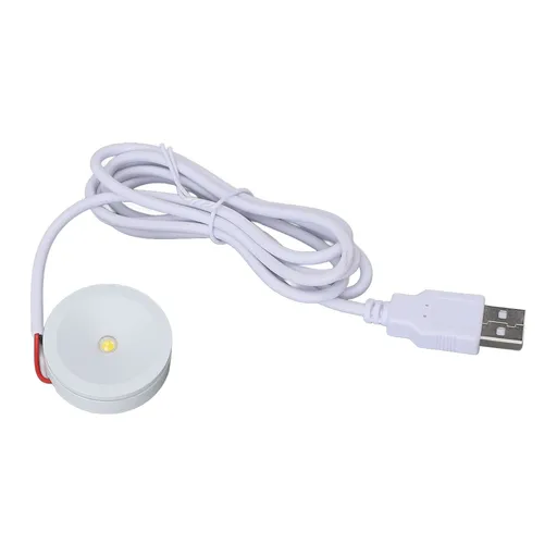 2 Sets Mini Spotlight 5V 1W USB LED Round Eye Caring with 4.3ft Wire Jewelry Display Lighting Fixture for Showcase Cabinet Entryway Nature Light