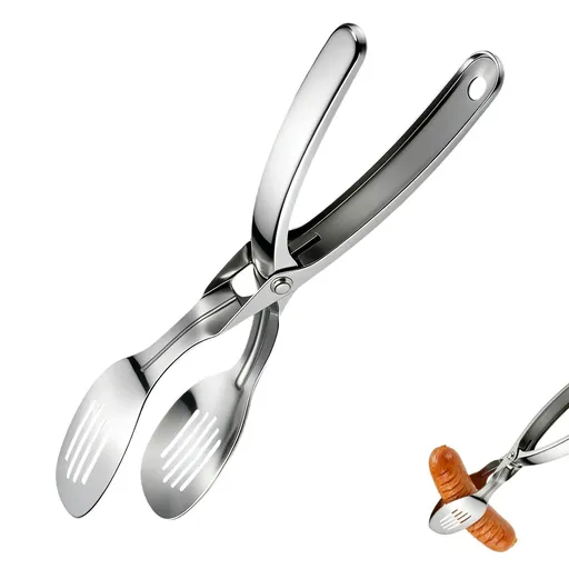 Kitchen stainless steel Tongs, Heat-Resistant Stainless Steel Cooking Tongs, Perfect for Food, Steak,Bread,Pizza,Salads and BBQ,Stable Clamping and Flipping Performance