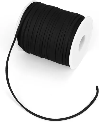 Suede Leather Cord for Jewellery Making, Soft Leather Lacing for Bracelets, Necklaces, Beading and Craft Projects, Black, 2.6 mm x 45.7 m