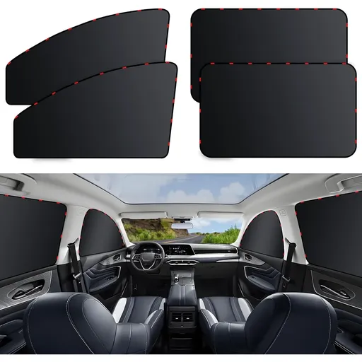 4 Pack Car Privacy Curtains, Full Blackout Car Window Shades, Universal Fit for Most Cars, Great for Travel, Camp, Privacy