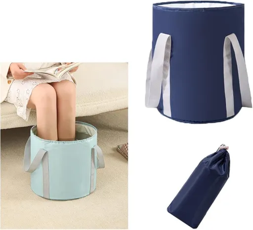 Portable Foldable Foot Bath Tub for Home Travel and Camping Spa Care, Dark Blue, 12.6 x 9.8 x 5.5 inches