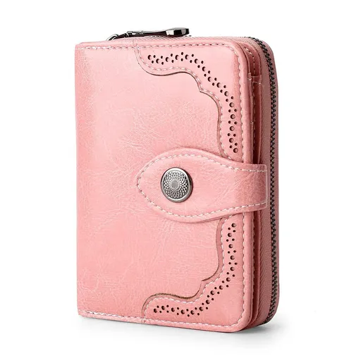Leather Wallets for Women Blocking Zipper Pocket Small Bifold Wallet Card Case Small Womens Wallet Leather Bifold Card Holder