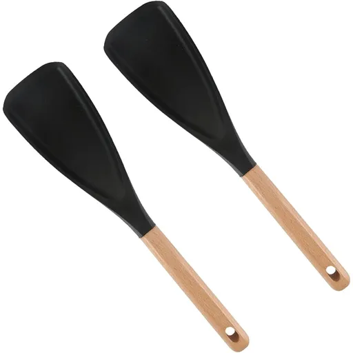 Multi Function Cooking Spoon, 3 in 1 Spatula Spoon with Wooden Handle, Heat Resistant Nonstick Silicone Spoonula for Stirring, Scooping