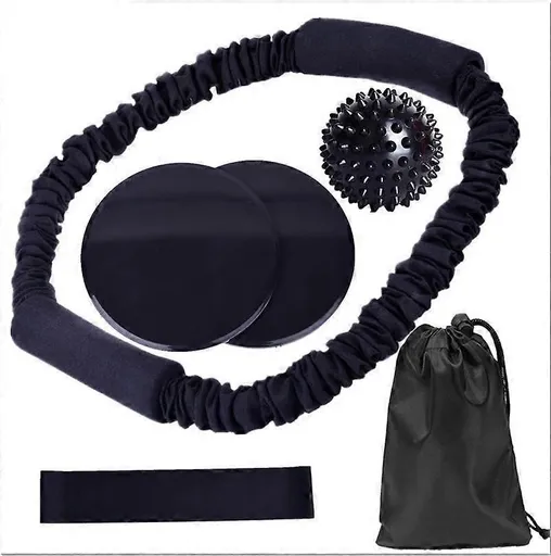 Yoga Fitness O-ring Tensioner Six-piece Stretch Strap For Yoga Exercise Pilates Black