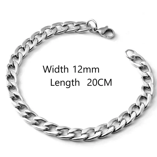Chunky 12mm Wide NK Cuban Bracelet Men Women Statement Fashion Wristband 20CM Great Christmas Present