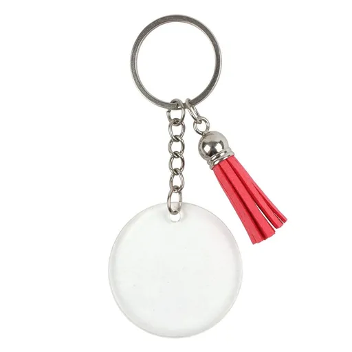 40PCS Acrylic Keychain Blank with Key Rings: Tassels Key Chain for Craft,Bulk Keychain Rings,Key Chain Kit For Girls, Silver