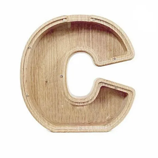 Wooden Piggy Bank Funny Letter or Guitar Coin Saving Money Box A–Z Gift Idea - C