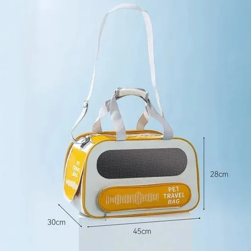 Large‑Capacity Pet Travel Carrier Bag, Portable Breathable Cat Dog Carrier, Crossbody Pet Handbag for Travel Car Trips, Pet Transport Bag 45×30×28cm