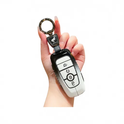 Fragrant car island Jiangling Liema Key Case 3 Button Standard 4-button gradient black and white single pack + round buckle