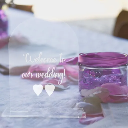Acrylic Wedding Table Signs 5 Piece Arch Shape Clear for DIY Reception