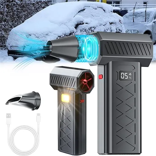 Mini Turbo Snow Blower,Turbo Blower for Car with Magnetic Nozzle,Portable Snow Turbo Blower,Ideal for Vehicle Snow Removal and Home Cleaning,5000W Snow Blower for Car Windshield Snow Removal Black