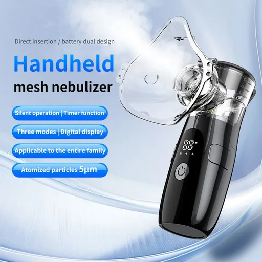 Handheld Mesh Nebulizer, Three Modes Suitable for the Whole Family, 5-Micron Fine Mist Reaches the Respiratory Tract, Type-C Charging, Portable and Quiet – A Great Helper for Home Care./black