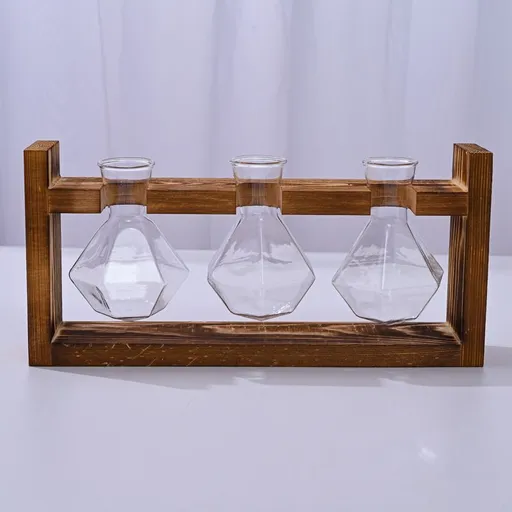 HydroponicWoodenFramewithSnap-On-DiamondTripleBottle