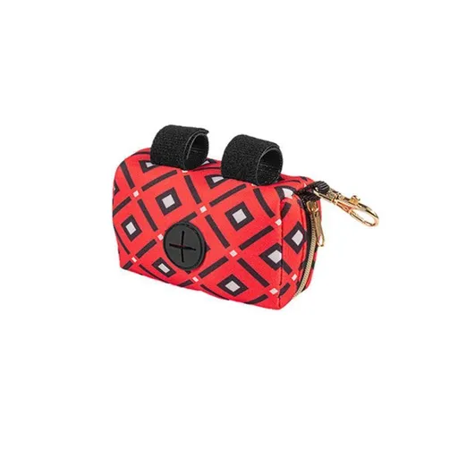 Pet Pouch Dog Poop Bag Container Dispenser Puppy Pick-Up Poo Waste Bags Holder - Red