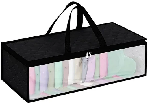 Cap Storage Bag | Set of 2 Storage Bag / Storage Sleeve - for baseball caps and other caps | Cap Organizer with 2 Handles for Closet | Moisture Protection - Black