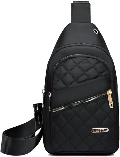 Unisex Shoulder Bag - 5 Storage Pockets & Cable Grommet - Crossbody Bag Women - Crossbody Bag Men - Crossbody Bags - Sling Bag - Adjustable Carrying Style (Cross/Shoulder/Chest) - Black