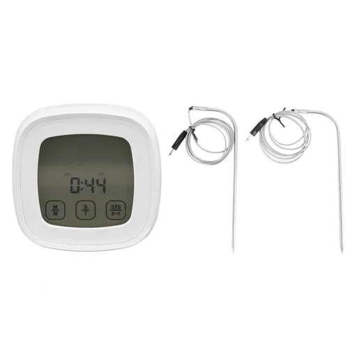 Digital Meat Thermometer with 2 Probes Touchscreen Digital Display Food Cooking Grill Thermometer with Magnet Adsorption