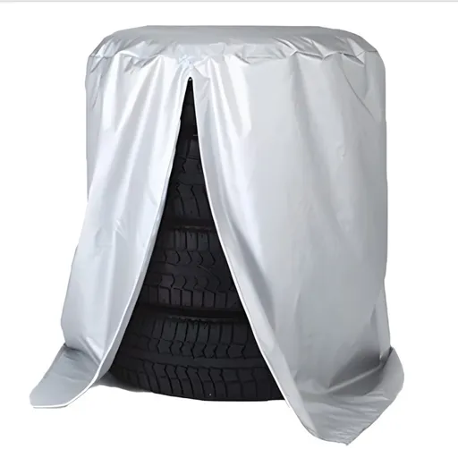 4-Piece Silver Waterproof Winter/Summer Car Tyre Covers - 73cm x 110cm