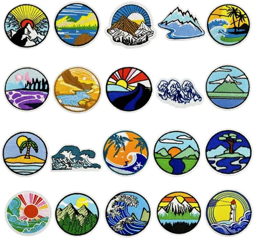 Iron-on patches for clothing - Embroidered emblems for jackets and jeans - 20 pieces