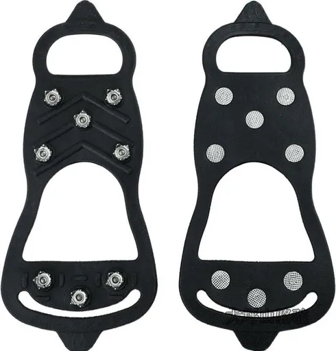 1 pair - Anti-slip spikes for under shoes - Size 41-46 - anti-slip gripper spikes claw - Snow shoes - black - Silicone