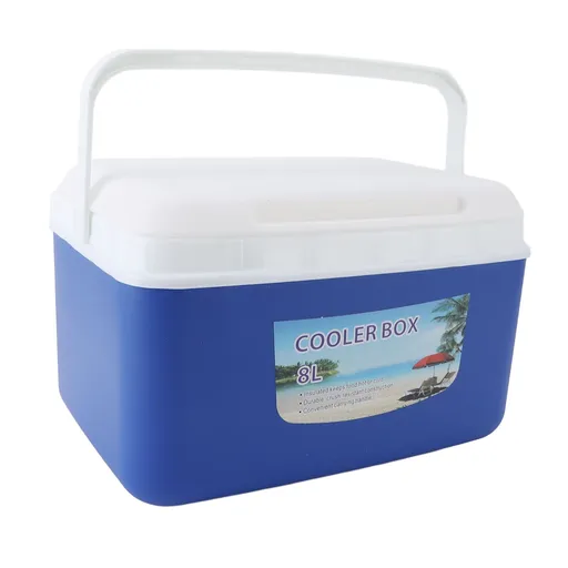 8L Insulated Portable Cooler Efficient Warm Cold Insulation Portable Hard Cooler Box Ice Cooler for Camping Picnic Beach Drink Beverage Fishing Blue