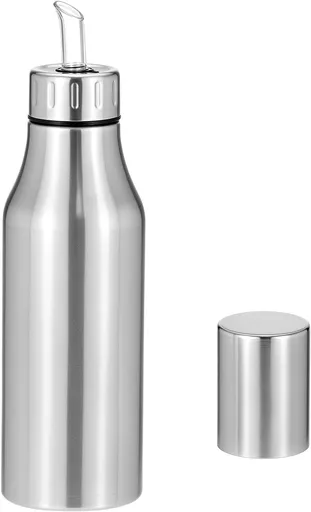 304 Stainless Steel Olive Oil Dispenser Bottle, 25oz Oil Decanter with Easy Pour Spout, Anti-Drip Design, 750ml Oil Cruet for Kitchen Cooking & Salad Dressing, 2.9W x 10.2H