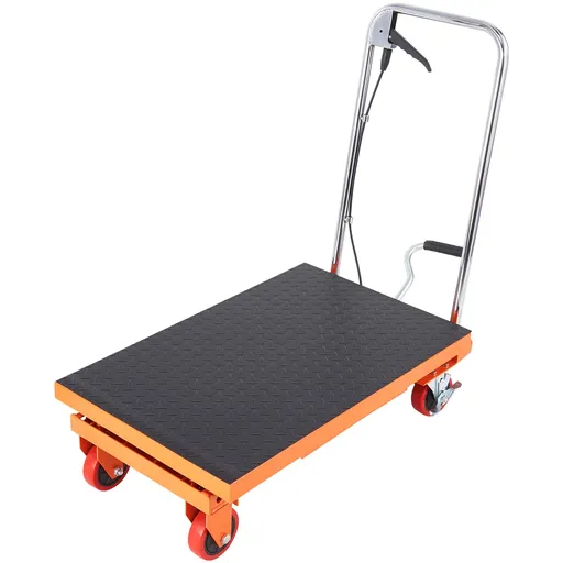 Hydraulic Lift Table Cart 500lbs Capacity 28.5" Lifting Height Manual Single Scissor Lift Table Orange