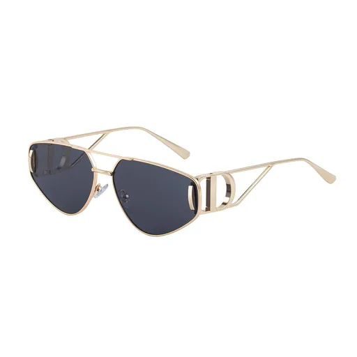 Women's Cat Eye Sunglasses - Gold Metal Frame with Grey PC Lenses, Adjustable Nose Pads, Retro Fashion Eyewear for Driving, Travel and Outdoor Wear