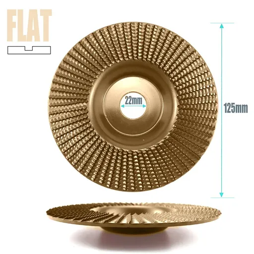 Angle Grinder Wood Carving Disc 125mm Flat Beveled Shaping Wheel for Woodworking DIY Polishing Deburring Root Carving Tea Tray Furniture Crafting (Flat Grinding Disc, Gold)