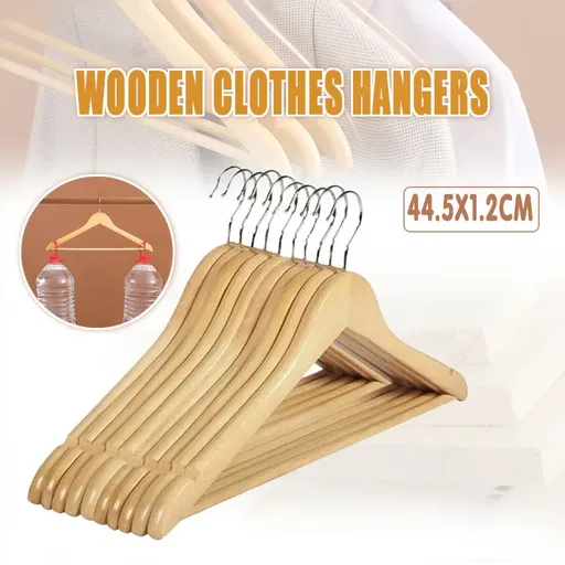 10PCS Wooden Clothes Hangers Coat Pant Suit Coathangers Rack Wardrobe Wood