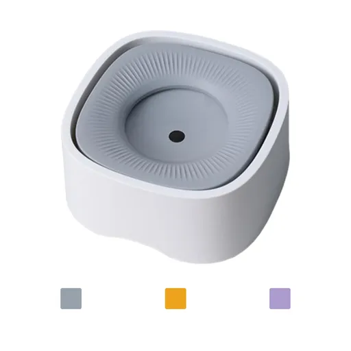Anti-Spill Pet Water Bowl with Floating Plate for Dogs and Cats, Splash-Resistant Drinking Bowl for Home and Car Travel, Grey