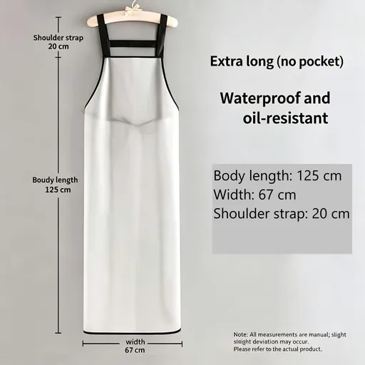 White 125cm No Pocket | Ultra Long TPU Waterproof Apron | Halloween Professional Hygiene Gift | Full Length Commercial Apron