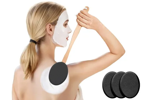 Back and Foot Lotion Applicator with 4 Replacement Pads Sunscreen Applicator Tool - Black