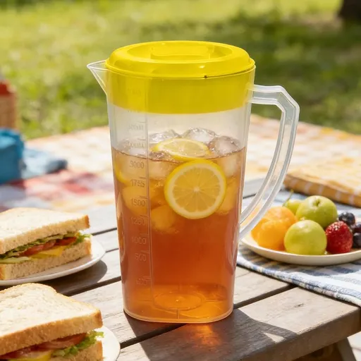 Large Capacity 64 oz Plastic Pitcher with Push Lid and Handle for Iced Tea, Lemonade, Juice, Water, Milk and Coffee, Fits in Refrigerator Door, Dishwasher Safe for Home Kitchen Office Parties