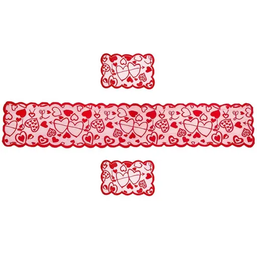 5 Pack Valentines Day Decorations Sets Lace Red Heart Table Runner and Placemats Valentines Day Decor for Home Wedding Anniversary Party