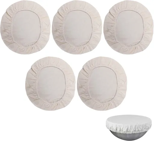 Sourdough Starter Bowl Covers 5PCS Reusable Sourdough Starter Jar Cloth Cover Elastic Fabric Caps Bread Proofing Bowl Lid Dough Basket Cover