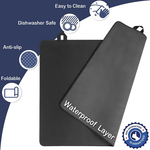 Stove Protector Mat Heat Resistant Waterproof Anti-Slip Easy Clean 42x28cm Black