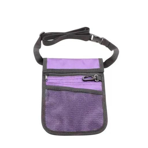 Nurse Pouch Waist Bag Medical Tool Organizer Pocket Belt with Keyring - Purple